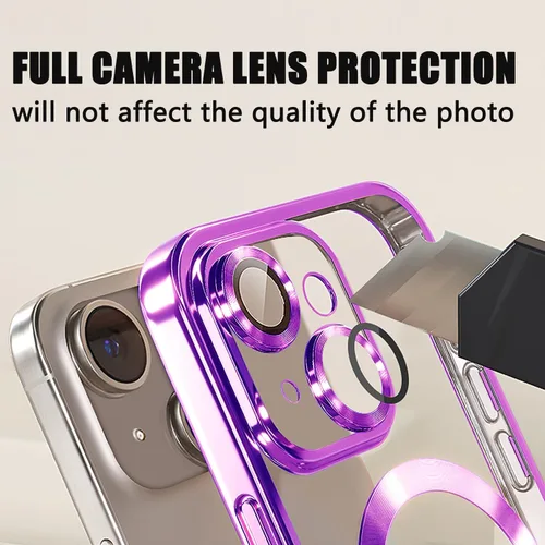 Vista 366 de Misscase Funda magnética con purpurina para iPhone 11 compatible con MagSafe, protección completa, delgada, a prueba de golpes, antiarañazos