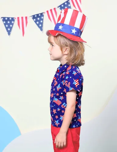 Vista 3 de COSLAND Sombrero para bebé del 4 de julio para niños, sombrero de tío Sam, multicolor, 1-3T