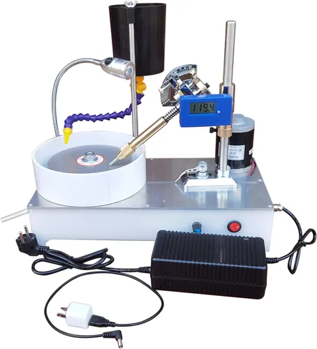 Vista 10 de DC 24V Gem Faceting Machine 120W Jade Pulidora Pulidora de roca Pulidora de roca Pulidora de ángulo de joya con pantalla digital y mango mecánico