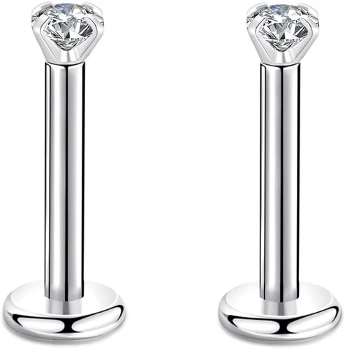 Vista 28 de CANDYFANCY Pendientes de 16 g, 2/3/4 mm, con circonia cúbica, triple hélice delantera, para cartílago de la oreja, Tragus, piercing de labio 16