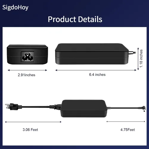 Vista 4 de Cargador de portátil para juegos Tuf de 150 W para Asus Tuf A15 A17 F15 F17 Series, Zenbook Pro 14 Duo, Rog Strix G531/G731 Series Laptop ADP-150CH B