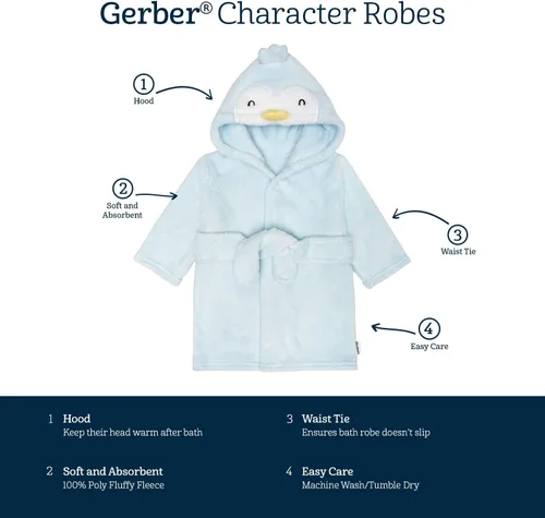 Vista 7 de Gerber Albornoz unisex de felpa suave con capucha de personaje animal para bebé