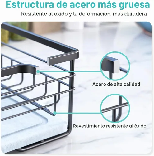 Vista 5 de VABNEER Escurridor de Trastes con Tapete de Secado de Piedra, Secado Rápido/Inoxidable/Super Resistente/Ahorrador de Espacio, Coladores de Platos