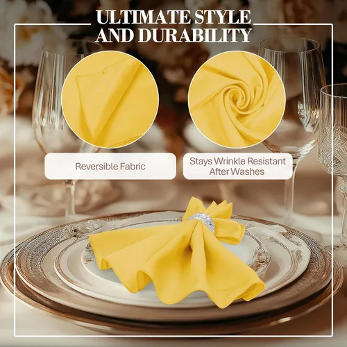 Vista 3 de Ultimate Textile -1 docena - Reversible Shantung Satin - Majestic - Servilletas de tela Majestic de 17 x 17 pulgadas color dorado