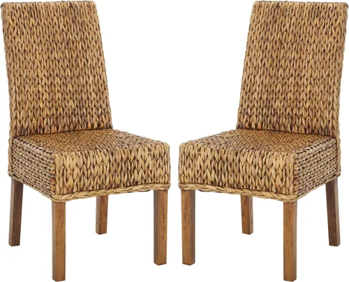 Vista 8 de Safavieh Home Collection Aubrey - Silla auxiliar de mimbre (2 unidades), color nogal
