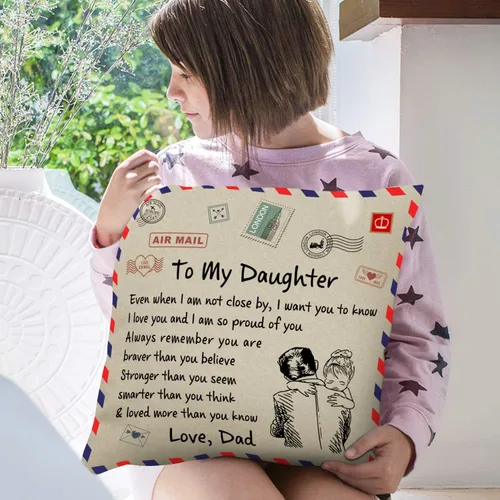 Vista 2 de Kenon Fundas de almohada personalizadas para hija, funda de almohada cuadrada decorativa personalizada para hija de papá Bithday