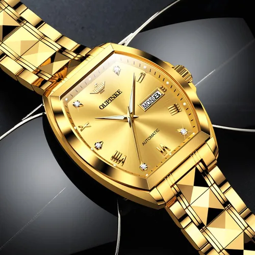Vista 7 de OUPINKE Relojes automáticos de lujo para hombre, de cuerda automática, mecánico, de diamante, de acero de tungsteno, impermeable, luminoso