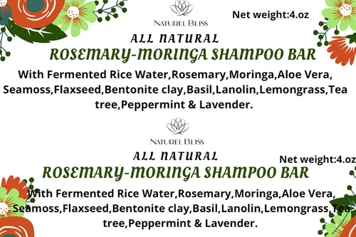 Vista 9 de Barra de champú Rosemary-Moringa Acondicionamiento natural
