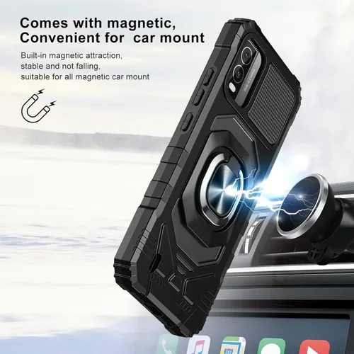 Vista 5 de Ailiber Funda para Nokia C210, Nokia C210 con protector de pantalla de vidrio templado, soporte de anillo para montaje magnético de coche