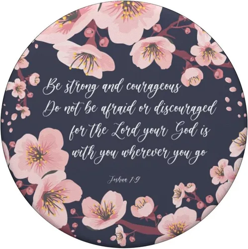 Vista 3 de Joshua 1 9 Cristiano Biblia Verso Rosa Azul Scripture Cita PopSockets Swappable PopGrip