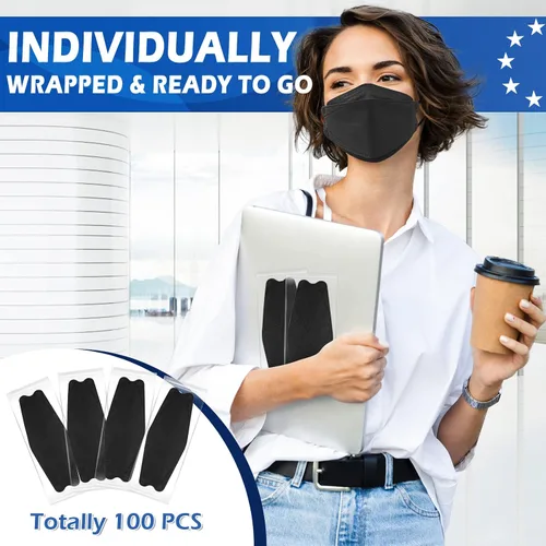 Vista 5 de XDX Mascarillas KN95 paquete de 100 unidades, 5 capas, transpirables, cómodas, mascarillas KN95 para adultos, mujeres y hombres, máscaras negras