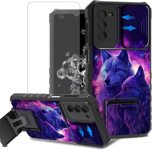 Vista 29 de Funda para teléfono Samsung Galaxy A15 5G con protector de pantalla con cubierta deslizante para cámara y soporte de doble capa híbrida resistente a
