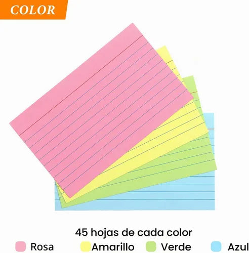Vista 3 de Tarjetas de índice de color Tamaki 3 x 5 Tarjetas de notas rayadas Tarjetas flash para estudiar, tarjetas de índice rayadas para el hogar y la A