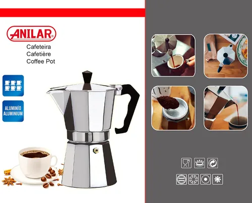 Vista 2 de Cafetera de aluminio para estufa de café expreso - 6 tazas