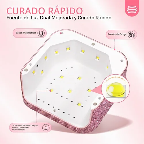 Vista 7 de Luz UV para uñas de gel, 48 W, mini lámpara de uñas UV enchufable