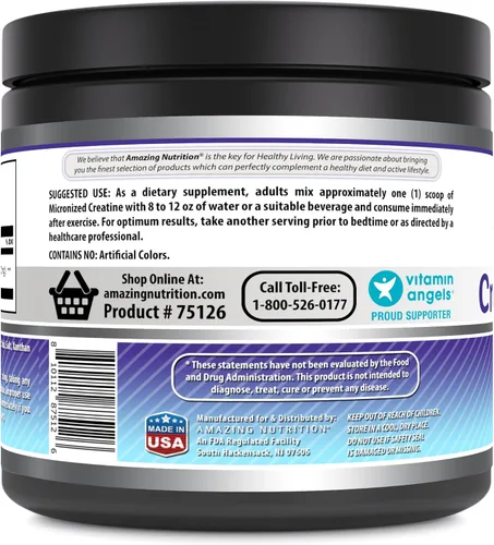 Vista 2 de Amazing Formulas - Suplemento en polvo de monohidrato de creatina micronizada 5000 mg por porción Suplemento ideal antes y después