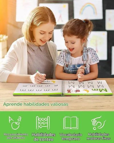 Vista 5 de Coogam Libro de ejercicios para aprender a escribir, Libro de práctica de números y letras, Alfabeto ABC Palabras de vista Escritura a mano Juguete