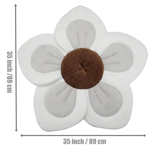 Vista 3 de PandaEar Almohadilla de baño para bebé recién nacido Flor suave 5 pétalos para fregadero, bañera, regalo esencial de ducha (gris)
