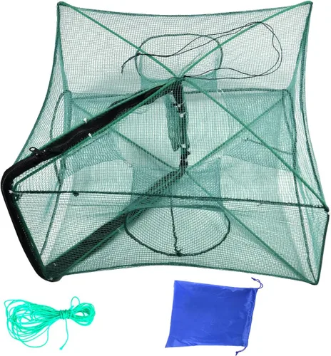 Vista 7 de Drasry Black Fishing Bait Trap Foldable Fish Net for Minnow Crab Crayfish Crawdad Shrimp Trap Cast Net Dip Cage Collapsible Easy Use 4 6 Hole