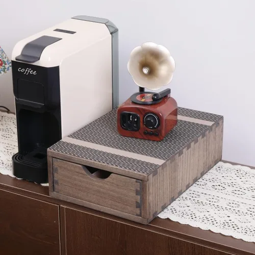 Vista 3 de DDYURI Soportes para cápsulas de café de 1 capa y 1 cajón, marrón oscuro (CF1D1C-DK)