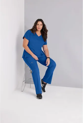Vista 2 de BARCO Grey's Anatomy - Pantalón médico Mia para mujer, cintura elástica en la espalda, pantalones médicos de pierna baja para mujer Bahama