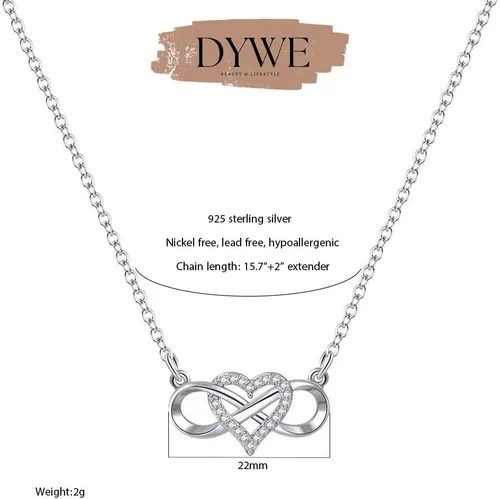 Vista 5 de Collar de plata para mujer, collar de corazón, delicado collar de plata de ley, collar de cadena de plata de ley