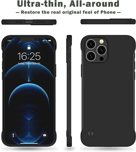 Vista 7 de GRECAZO Funda delgada sin bordes para iPhone 13 Pro Max, ultra fina, color Negro