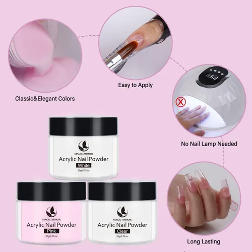 Vista 8 de Kit de uñas acrílicas de 2.5 fl oz de monómero líquido acrílico con 4 colores de polvo acrílico y 5 cepillos de uñas, juego de construcción