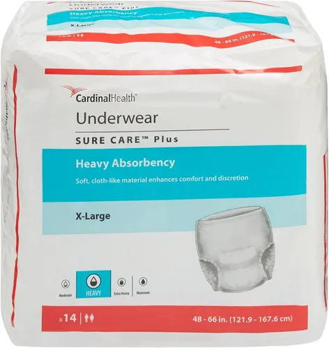 Vista 7 de Cardinal Health™ 1615A Ropa interior protectora, Sure Care Plus, gran absorción, grande, caja de 72 (4 bolsas de 18) Desechable, costuras