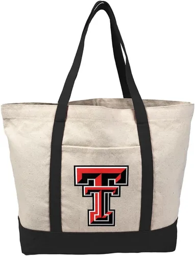 Vista 210 de Campus Lab Bolsa de lona con logotipo primario colegiado con bolsillo externo, bolsa de hombro reutilizable para ir de compras, playa Águilas A&m