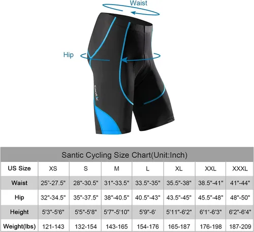 Vista 3 de Santic Pantalones cortos de ciclismo acolchados para hombre, pantalones de ciclismo para ciclismo, ropa de ciclismo