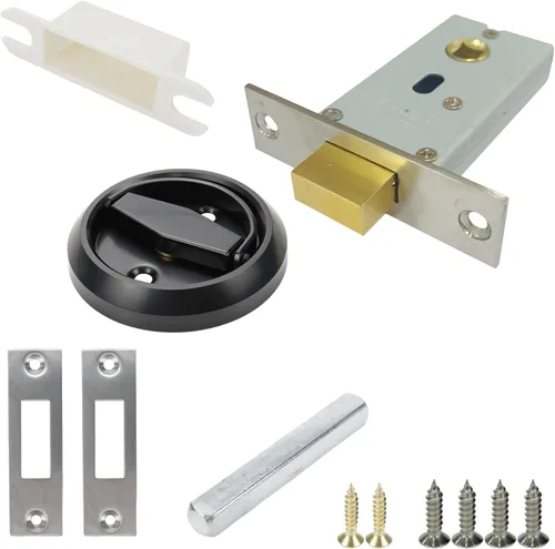 Vista 3 de 1 Unidades Empotrable Cerradura Para Gabinete 201 Acero Inoxidable Ronda Puerta Corredera Tirador Oculto Privacidad Locker Perillas Manijas (negro)