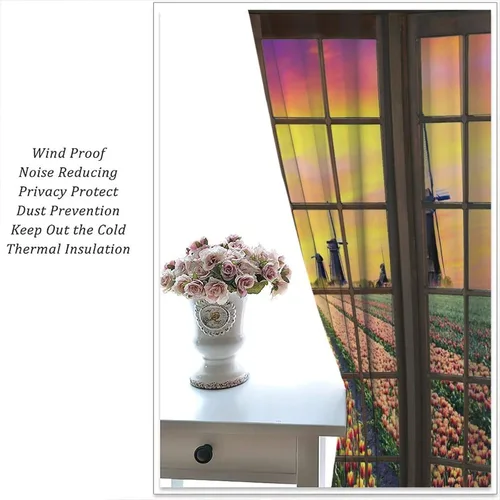 Vista 79 de Cortinas de paisaje, ventana 3D, primavera, bosque, vida silvestre, paisajes de naturaleza, dormitorio, sala de estar, cortinas térmicas opacas de 2