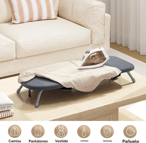Vista 3 de Kingboard Tabla de planchar pequeña con soporte para plancha, tabla de planchar de mesa con 2 fundas resistentes al calor, tabla de planchar