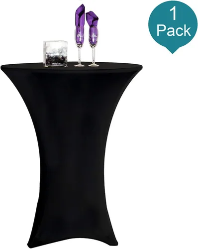 Vista 2 de 1 paquete de fundas para mesa de cóctel, mantel de elastano ajustado de 30"x42", mantel redondo elástico para mesas altas, fundas de mesa elásticas