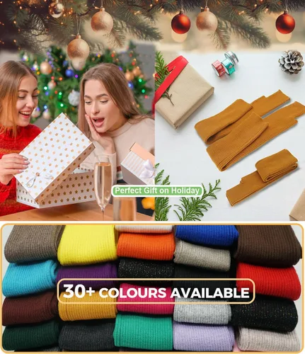 Vista 5 de Guantes cálidos de cachemira de brazo largo para mujer, guantes de invierno acogedores sin dedos, calentadores de brazos suaves, gran regalo