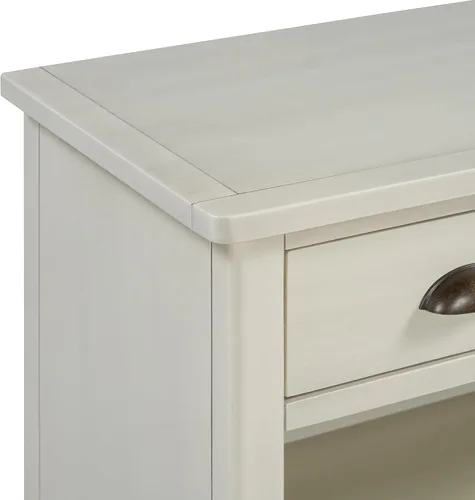 Vista 9 de Mesa consola de madera para sofá con 3 cajones y 3 cestas de almacenamiento, multifuncional de 47 pulgadas de largo, mesa de entrada, gabinete