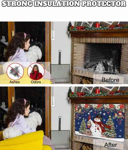 Vista 76 de Cubierta magnética azul para chimenea, detiene la pérdida de calor, pantalla de chimenea para interiores, bolas de gnomos de Navidad, árbol de copo