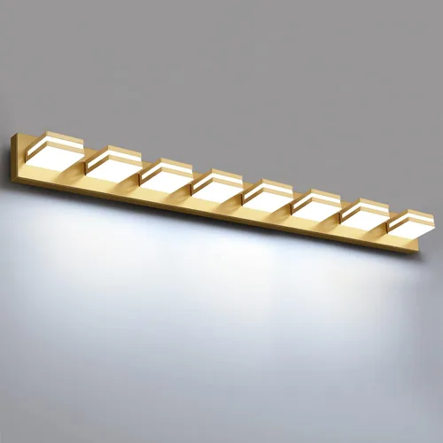 Vista 33 de IZORRO Luces LED modernas para baño (8 luces, regulables), iluminación de pared acrílica blanca mate, luces de tocador para baño sobre espejo, 6000