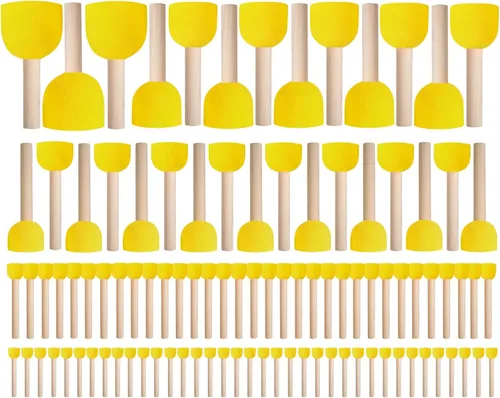 Vista 8 de 30 piezas de pintura de esponja de forma, pinceles de esponja para pintura acrílica, esponjas de manualidades con mango de madera para bricolaje
