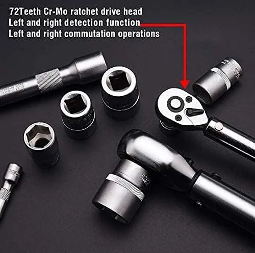 Vista 4 de Edward Tools Juego de llaves dinamométricas de 1/2 pulgada, llave dinamométrica de clic de 10-110 Nm, rueda de trinquete de 72 dientes, llave