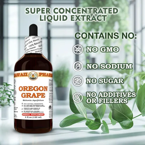 Vista 6 de Hawaii Pharm Extracto de uva de Oregon, tintura para comodidad digestiva, apoya el sistema inmunológico, promueve el estado de ánimo positivo