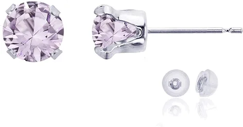 Vista 118 de Aretes de tuerca de plata de ley 925 chapados en oro de 14 quilates macizo, oro amarillo, blanco o rosa de 0.236 in Amatista