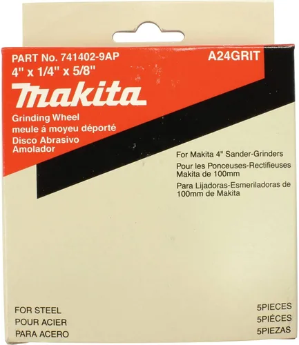 Vista 2 de Makita 741402-9AP Muela abrasiva de 4 "x 5/8" x 1/4", grano 24, metal de uso general, 5/Pk