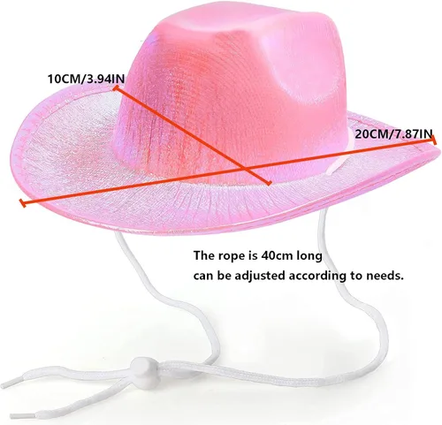 Vista 7 de Sombrero de vaquero para perro, disfraz de gato, bandana de vaquero del oeste, accesorios para mascotas, sombreros de vaquero brillantes metálicos