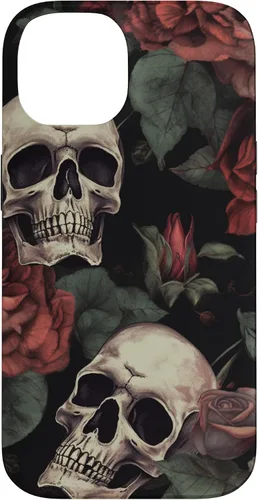 Vista 4 de iPhone 16 Gothic Skull and Roses - Accessorize in Style! Case