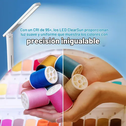 Vista 5 de Lámpara de escritorio OttLite Charge Up LED con carga inalámbrica Qi y puerto de carga USB, con tecnología LED ClearSun - Cuello ajustable, 3 modos