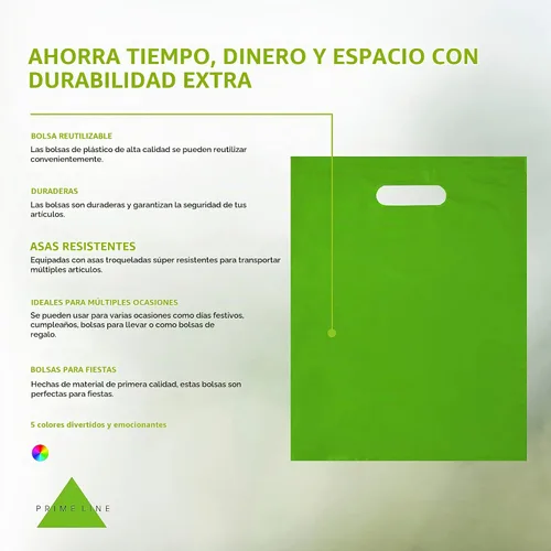 Vista 2 de Prime Line Packaging Bolsas de regalo de plástico con asas, 9x12, paquete