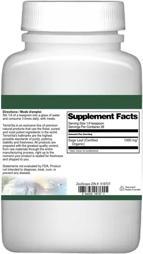 Vista 3 de Hoja de salvia (certificado orgánico) en polvo (1 oz, ZIN: 518707)