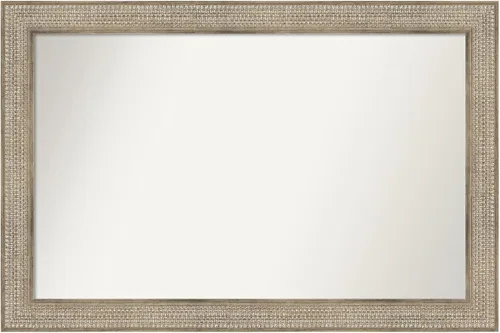 Vista 154 de Amanti Art Espejo de baño plateado para sobre fregadero, 26 x 26 pulgadas, espejo cuadrado de níquel pulido, marco de madera tradicional mediano, se